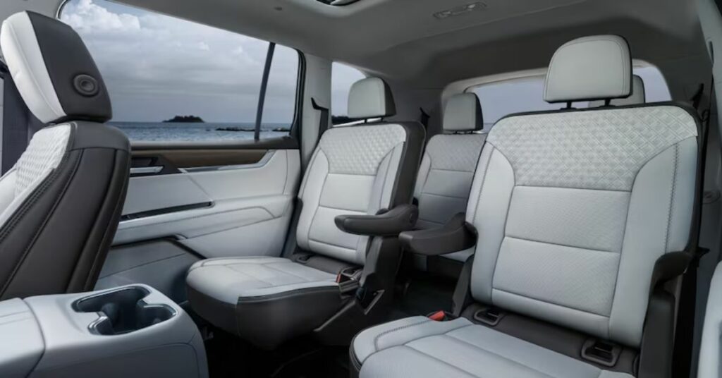 Spacious and luxurious interior seating of the 2024 GMC Acadia.