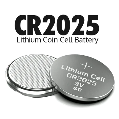 A single coin cell battery labeled CR2025 displayed against a white background.